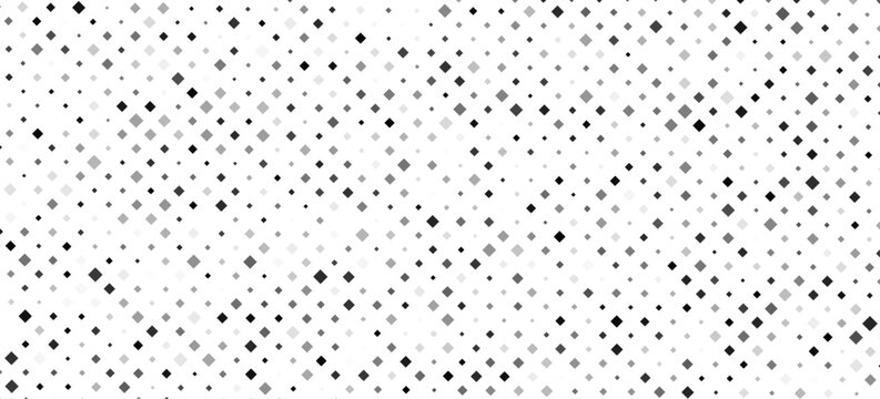 Geometric grayscale square mosaic wallpaper, aseamless monochrome vector pattern with scattered pixel blocks, clean modern background design.