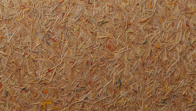 Close-up macro texture of raw pressed wood fiberboard surface with fiberboard particle material background construction compressed hardboard industrial structure chipboard composite