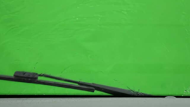 Windshield wiper blades, car wiper arms, green screen background, automotive parts