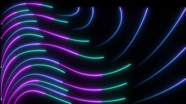 Animation of glowing wave line sliding. Abstract neon background 4k video.