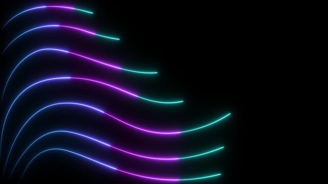Animation of glowing wave line sliding. Abstract neon background 4k video.