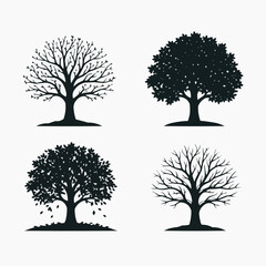Obraz premium Four Seasons Tree Silhouettes Collection Nature Seasons Change