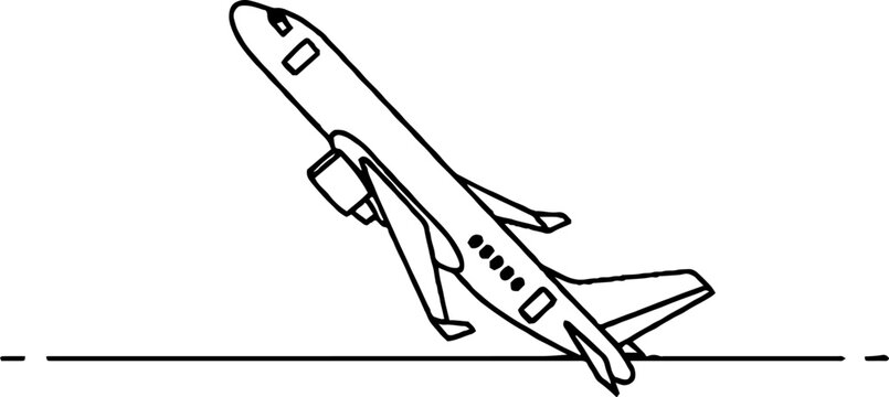 Commercial airplane taking off at steep ascent angle.