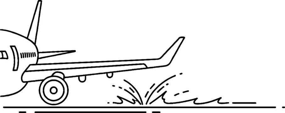 Commercial airplane touching down on runway landing.