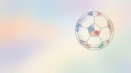 Fototapeta premium A watercolor illustration of a soccer ball adorned with flags, symbolizing international unity in sport.