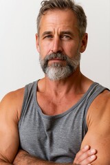 Naklejka premium Portrait of a confident adult man on a white background.