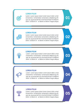 Business infographic design template with 5 options, steps or processes. Can be used for workflow layout, diagram, annual report, web design	