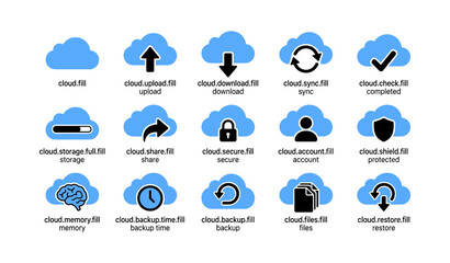 Obraz premium Cloud icons showing upload download and sync on white background
