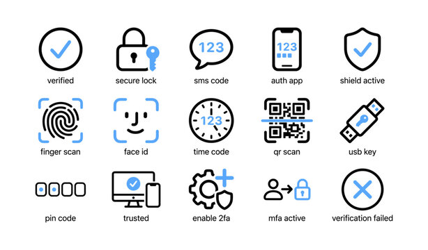 Security and authentication icons for account protection