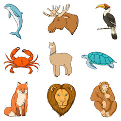 Naklejka premium Png wildlife sticker set colorful clipart