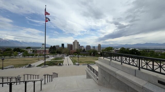 Salt Lake City downtown skyline from Utah State Capitol