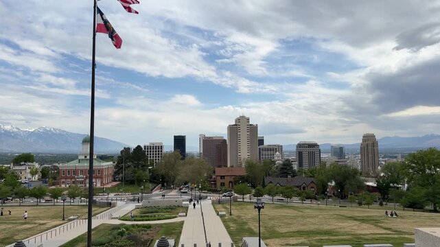 Salt Lake City downtown skyline from Utah State Capitol