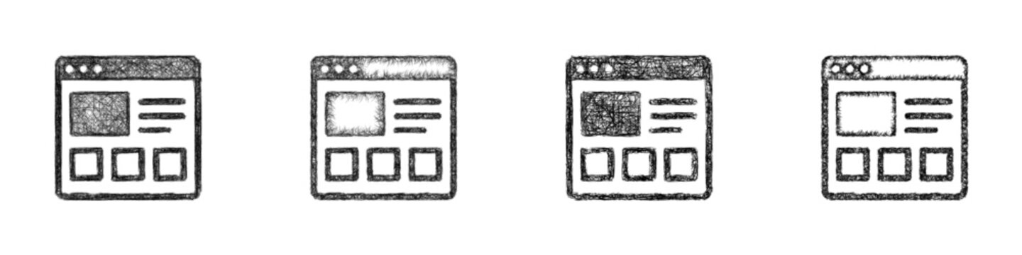 Sketch monochrome prototype icon design set