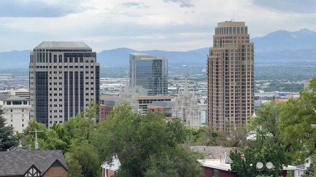 Salt Lake City downtown skyline from Utah State Capitol