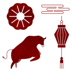 Obraz premium Lunar New Year 2021 png Ox Year stickers set