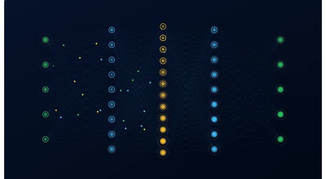 Neural network deep learning visualization abstract animation
