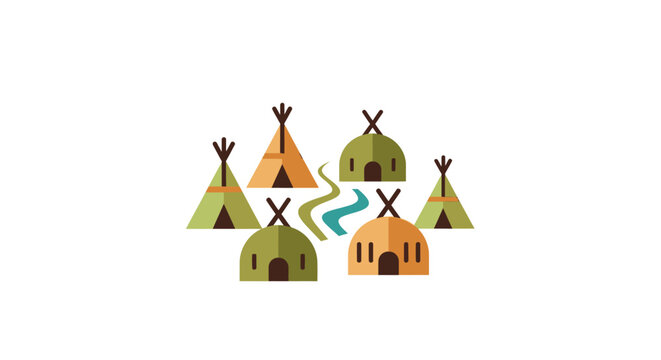 Colorful illustration of teepees together.