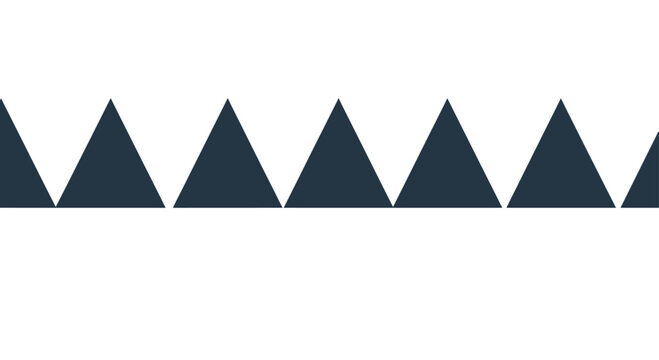 A dark blue zigzag pattern of repeating triangles on a white background