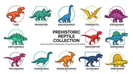 Prehistoric Reptile Collection: Dinosaur Vector Icons © Abdul