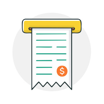 Flat design icon of a receipt with dollar sign