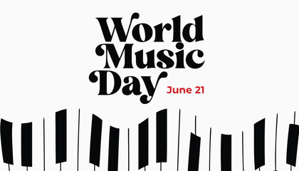 Elegant black and white world music day poster with piano keys © Naymul