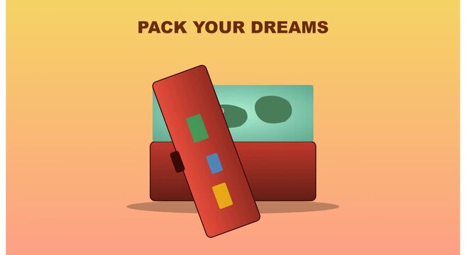 Pack your dreams: animated travel suitcase concept animation