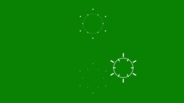 Green screen white geometric circle shockwave animation loop with dashed line radial explosion burst for music video editing chroma key overlay 4k motion graphics vfx