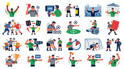 Fototapeta premium Soccer Action Icons Sports Equipment Stadiums Fans Referees Media Statistics Graphics Players Fields