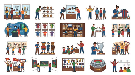 Fototapeta premium Vibrant people interacting in diverse settings and activities in a community environment with a dynamic viewpoint