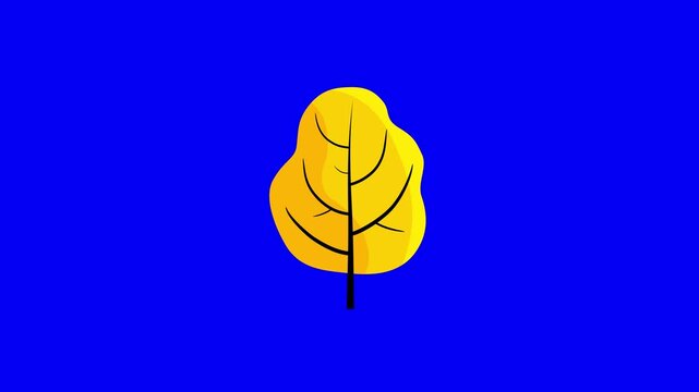 Cartoon simple yellow tree animation bluebox growing. Cute plant with branches animated business explainer presentation flat style video good as backdrop motion graphics element.