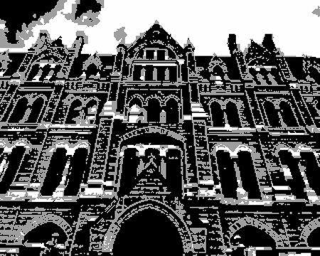 Pixelated gothic mansion
