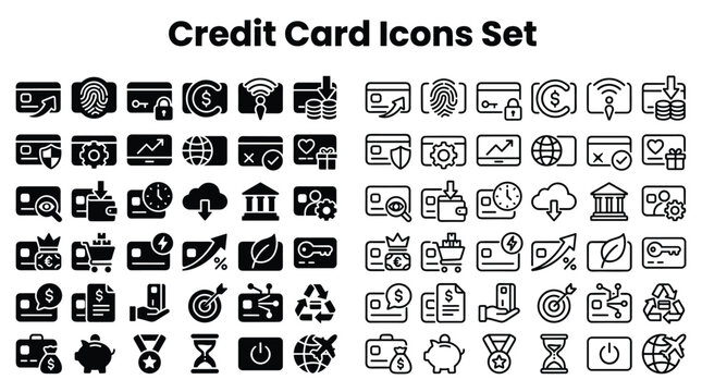 Financial icons illustrate various payment methods and banking services
