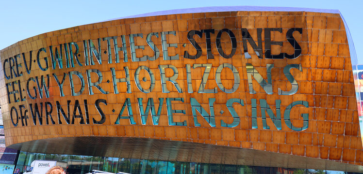 CARDIFF WALES UNITED KINGDOM: Senedd, also known as the National Assembly building was opened by Queen Elizabeth II in 2006 in Cardiff, South Wales and is the location of the Welsh Parliament