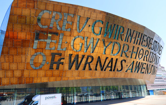 CARDIFF WALES UNITED KINGDOM: Senedd, also known as the National Assembly building was opened by Queen Elizabeth II in 2006 in Cardiff, South Wales and is the location of the Welsh Parliament