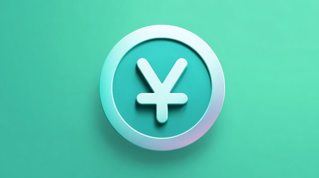 Cyan circle holds a stylized yen symbol. Soft gradient adds modern, digital feel. Clean lines suggest finance, economy, or currency themes. Ideal for business, tech, or global trade visuals