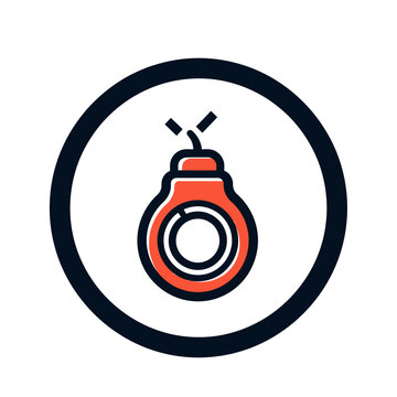 Illustration of a classic red hand grenade icon.