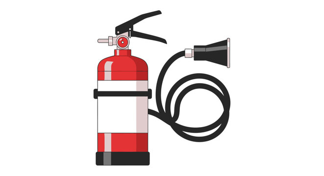 Essential red portable fire extinguisher with a hose and nozzle, crucial emergency safety equipment for immediate fire suppression and protection against various hazards
