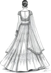 Web           Princess Ball Gown Fashion Design Sketch Vector  © Yasmeen