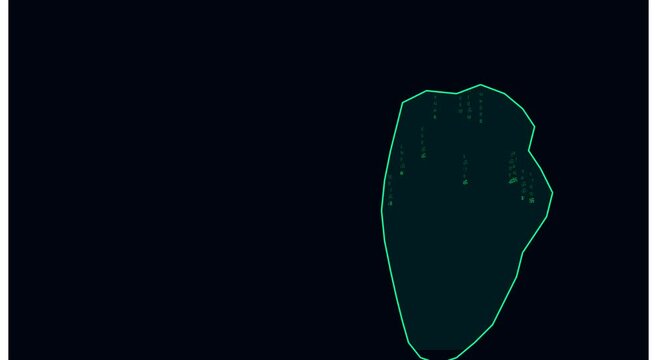 Digital matrix data stream inside glowing geometric animation