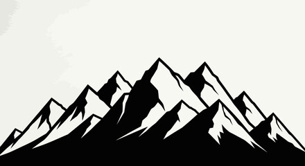 Obraz premium Black and White Mountain Range Silhouette Vector Graphic
