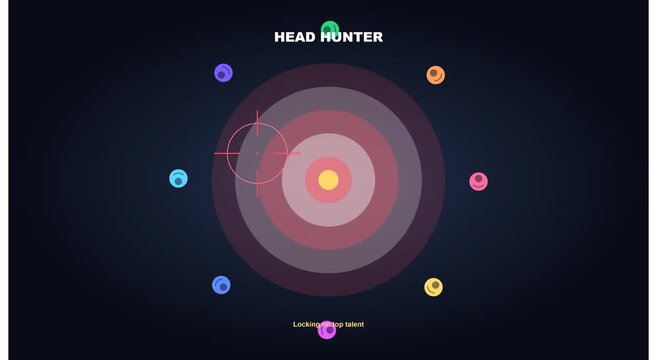 Headhunter recruitment concept: targeting talent animation