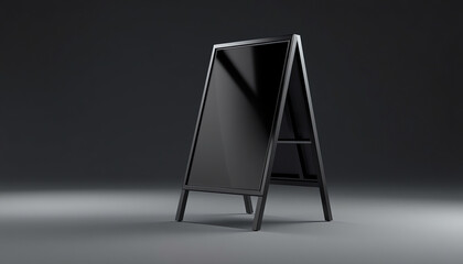 Naklejka premium Blank full handle metallic outdoor advertising stand isolated, Clear street signage board mock up. Round Corner A-board with metal frame template. 3d rendering
