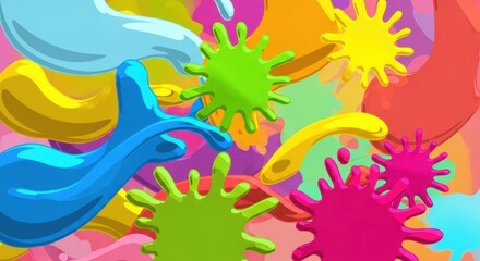 Fototapeta premium Vibrant Colorful Paint Splashes Abstract Background