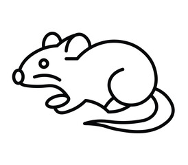 Fototapeta premium Simple Black and White Line Drawing of a Mouse on White Background