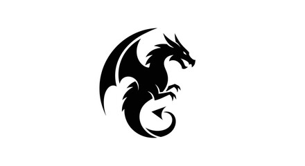 Fototapeta premium Black Dragon Silhouette Icon