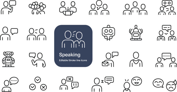 Speaking icons represent clear interpersonal communication and social.