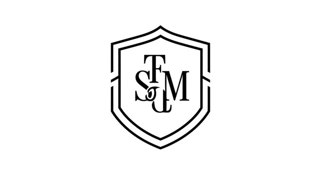 Elegant Shield Emblem with Intertwined Initials T, S, L, M - Classic Monogram Logo
