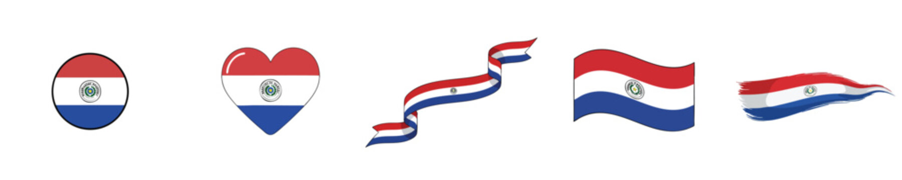Paraguay Flag Collection Flat Design National Identity Vector Set