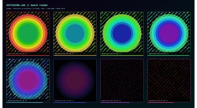 Ai generative interface batch render process animation