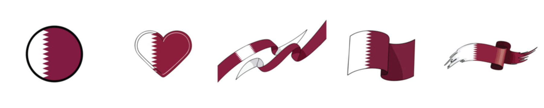 Qatar Flag Elements Flat Design Patriotic Identity Vector Bundle
